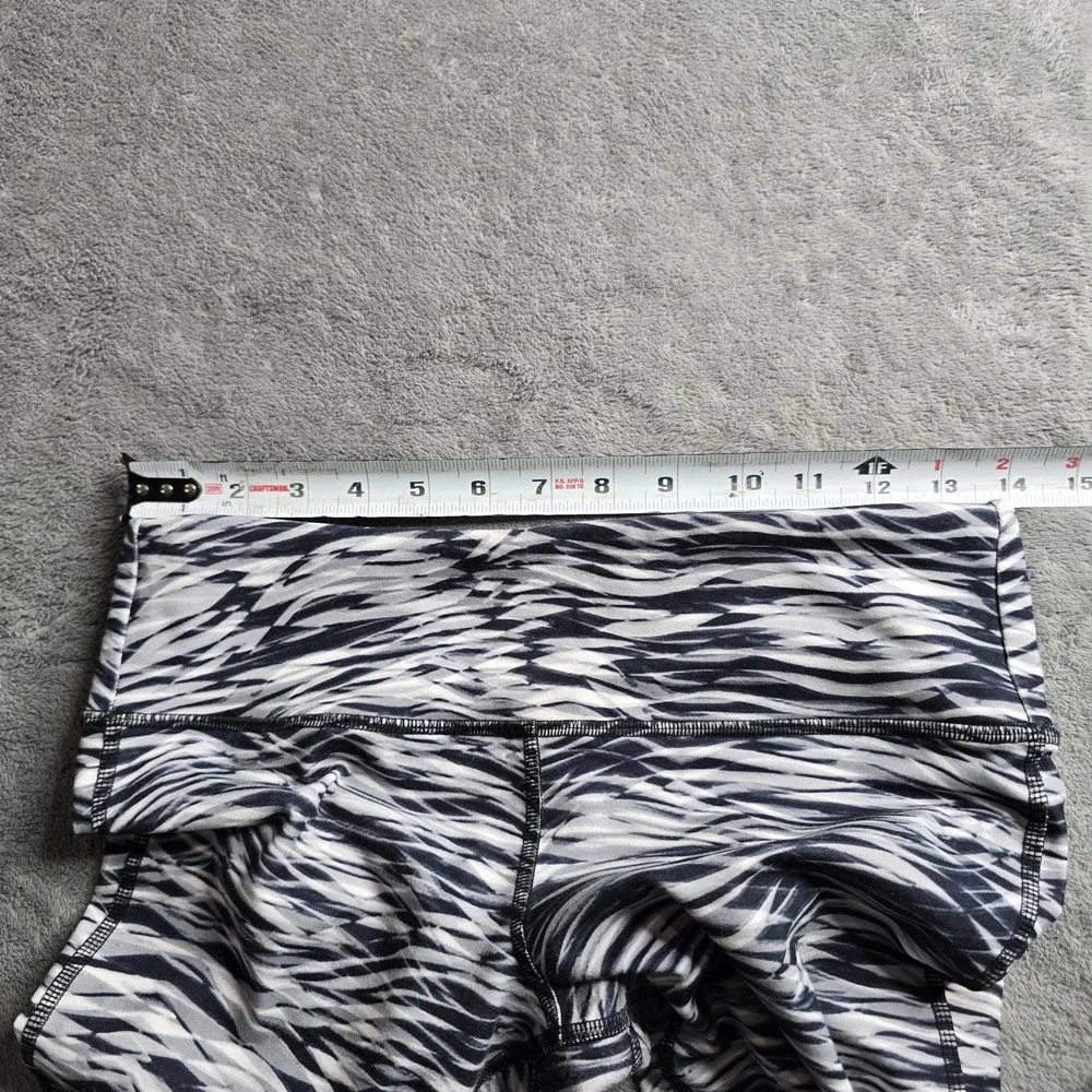 Alo Yoga Goddess Leggings Womens M/L Navy Wave Color Block Ribbed Ruched READ